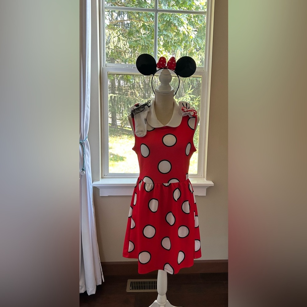 Women’s Minnie Mouse 4 PC Costume ( Dress, Ears, Gloves & Socks) Size M🐭